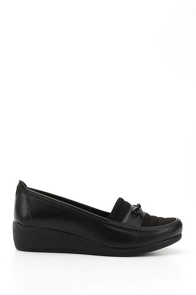 GÖNDERİ(R) Women's Black Wedge Sole Bow Comfort Shoes