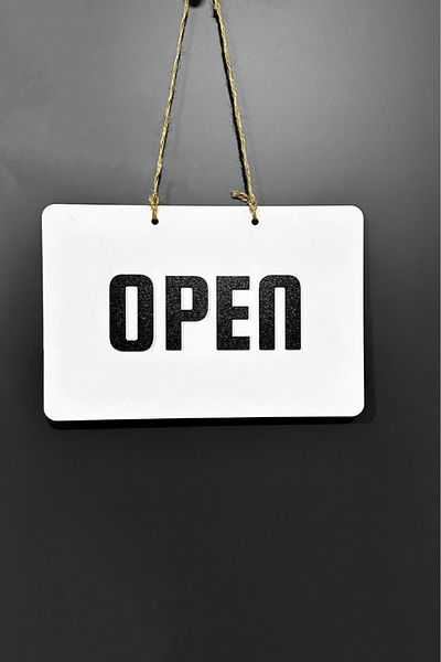 lina hobby Wooden Open / Closed (Open / Close) Sign - Double Sided Shop Door Board (30X20 cm)