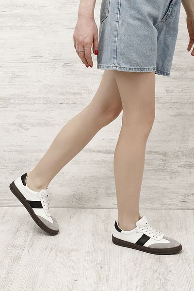 GÖNDERİ(R) Tenis din piele naturală cu șireturi alb până la negru pentru femei/fete