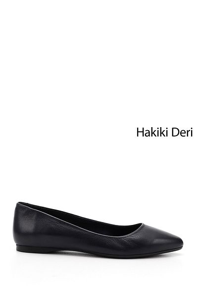 GÖNDERİ(R) Women / Girls Navy Blue Antique Pointed Toe Flat Sole Genuine Leather Ballerinas