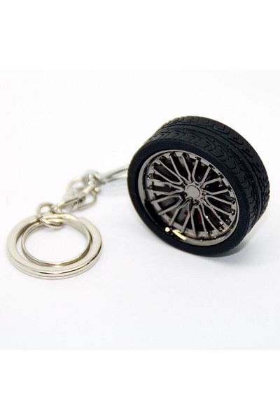 Evelise Anti-corrosion metal keychain, car wheel model, Black