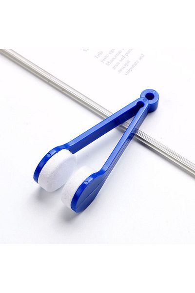 Evelise Perie mini cu 2 capete din microfibră pentru curățarea și întreținerea lentilelor de ochelari, 7x2 cm, albastră