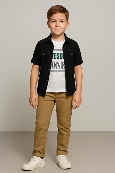 Terry Boy's Oxford Shirt T-Shirt Pants Suit/ Shirt - T-Shirt Pants 3 Piece Suit