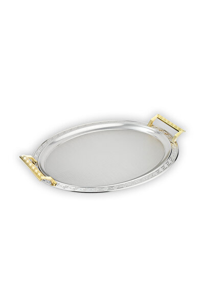 Schafer Ela 2 li Oval Çay Tepsisi-Platin02