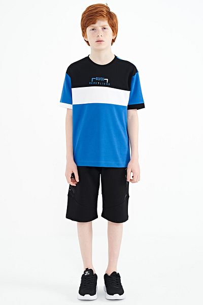 TOMMY LIFE Saks Color Transitional Embroidered Oversize Boy's T-shirt - 11159