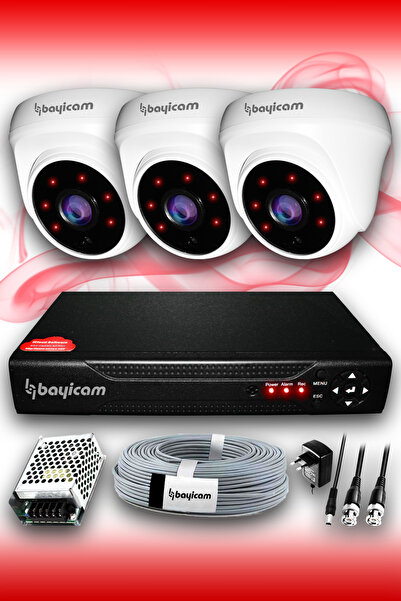 Bayicam 3 Kameralı Dome 3 Iç Kamera Set Hdd'siz Full Hd Gece Görüşlü Güvenlik...