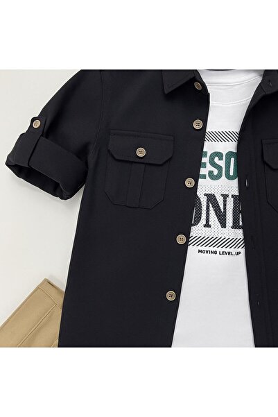 Terry Boy's Oxford Shirt T-Shirt Pants Suit/ Shirt - T-Shirt Pants 3 Piece Suit