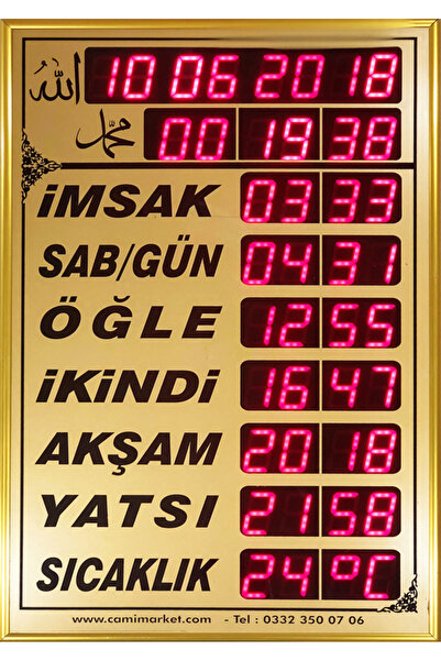 CAMİMARKET Vakitmatik - Cami Saati - Dijital Imsakiye - Kumandalı - Dijital Cami Saati