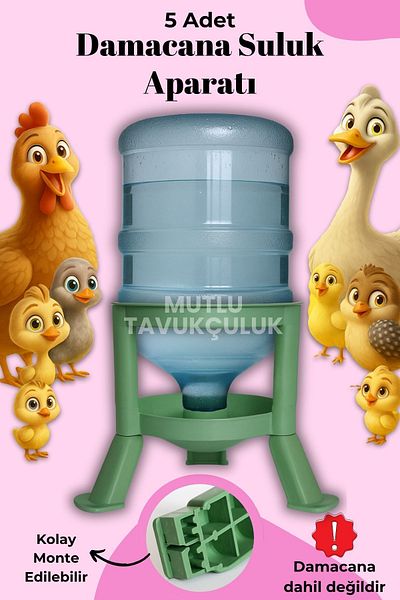 MUTLU TAVUKÇULUK 5 Pieces Automatic Bottle Compatible Apparatus Chicken Waterer Pigeon Waterer Turkey Goose Bird Duck Pheasant Quail