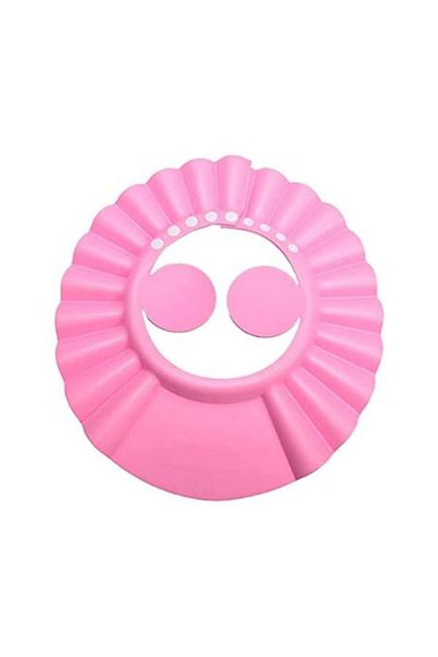 Evelise Adjustable shower or haircut cap with visor and ear protection for children 0 – 6 years old, Pink
