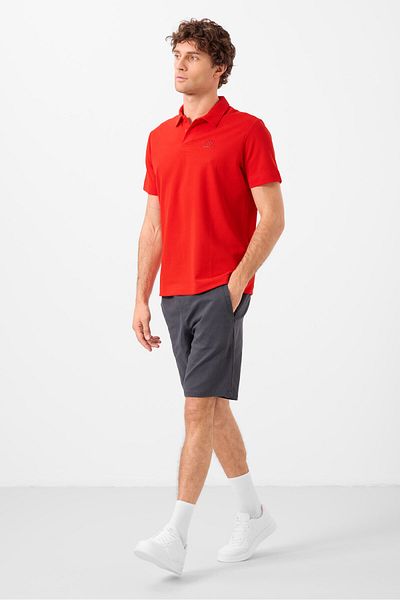 TOMMY LIFE Red Standard Fit Basic Polo Neck Men's T-Shirt - 87748