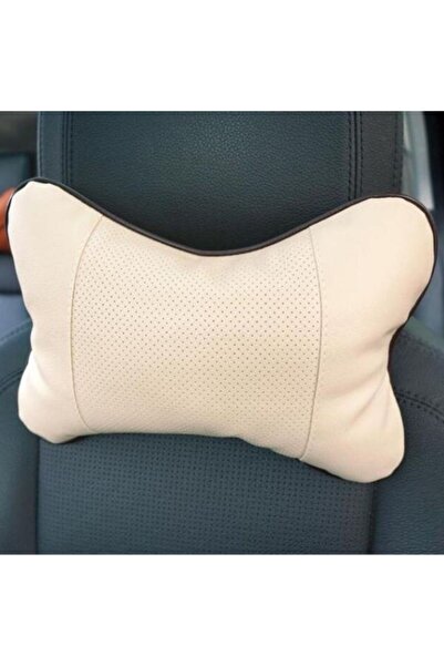 OEM Set of 2 -Leather Car Headrest Pillows, Beige