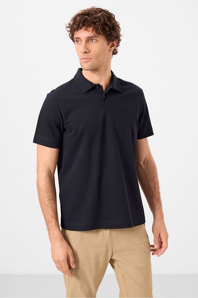 TOMMY LIFE Ανδρικό μπλουζάκι Navy Blue Standard Fit Basic Polo Neck - 87748