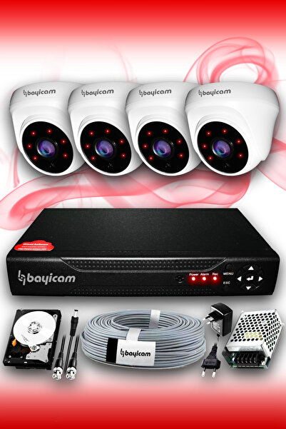 Bayicam 4 Kameralı Dome 4 Iç Kamera Set 100 Gb Hdd Full Hd Gece Görüşlü Güven...