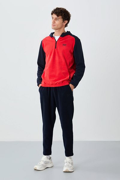 AIR JONES Blaine Navy Blue Logo Embroidered Men's Fleece Tracksuit Bottom - 82108