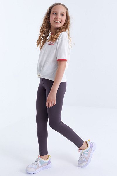 TOMMY LIFE Jambiere liliac cu talie înaltă pentru fete - 75047