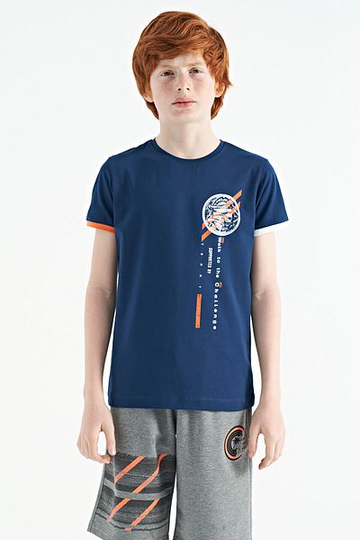 TOMMY LIFE Indigo Print Λεπτομερές μπλουζάκι O-Neck Standard Mold Boy - 11131