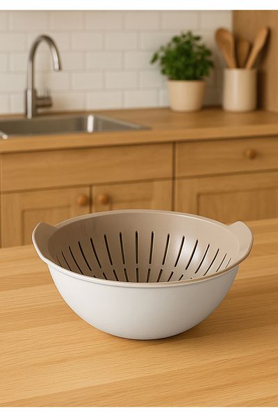 HOMİNG Homing Bowl Salad Vegetable Fruit Strainer Set 2 in 1 Gray 241672