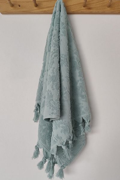 Sevim Fringed Mint Green Hand Towel 50X90 cm - Soft and Durable - 100% Cotton
