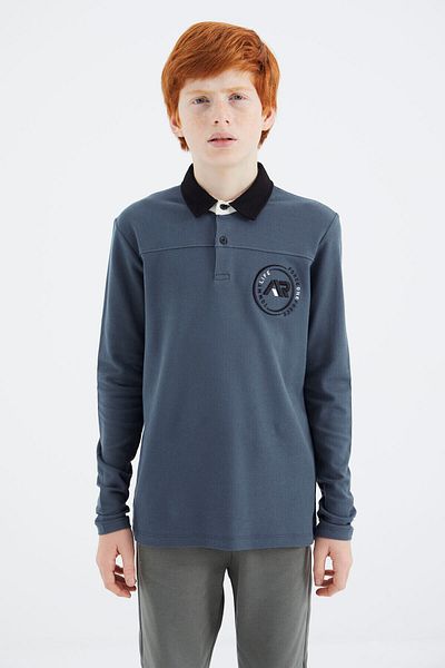 TOMMY LIFE Tricou pentru băiat, verde pădure, cu gât polo - 11172