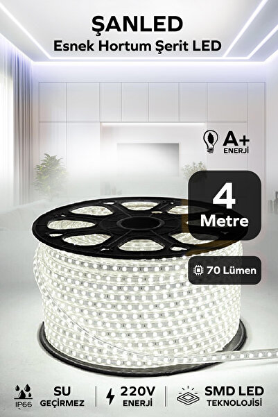 ŞANLED Hortum Esnek Şerit Led Beyaz ,mavi,günışığı,amber Rengi + 220v Fiş/2,3,4,5,10,15,20,25,50,100 Metre