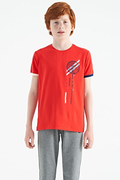 TOMMY LIFE Fiesta Print Detailed O-Neck Standard Mold Boy T-shirt - 11131