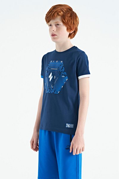 TOMMY LIFE Μπλουζάκι Indigo Sleeve Colorful Detailed Printed Standard Fit Boy's T-shirt - 11156