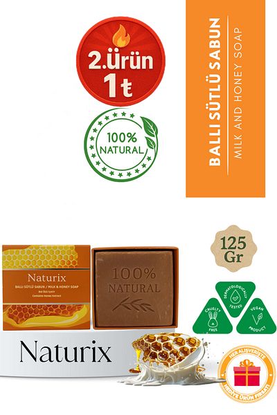 Naturix Honey Milk Soap 125 Gr |   Skin Nourishing, Moisturizing and Peeling Effect