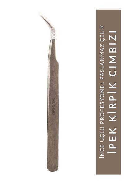Muggio İpek Kirpik Cımbızı Profesyonel Kavisli İnce Uçlu Paslanmaz Çelik