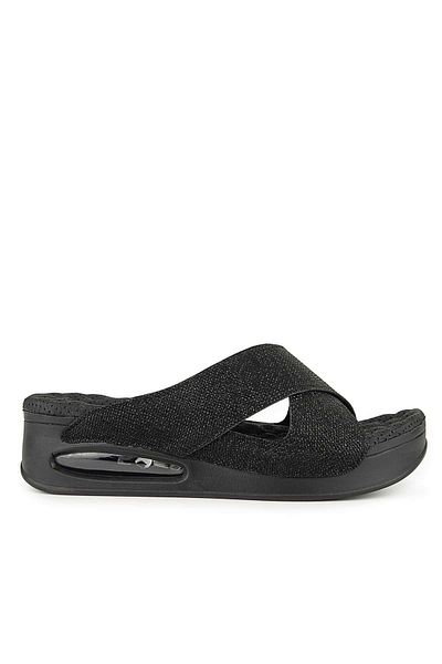 Muya Fly Anatomical Air Max Sole Heel Spur Women's Slippers Black Patterned