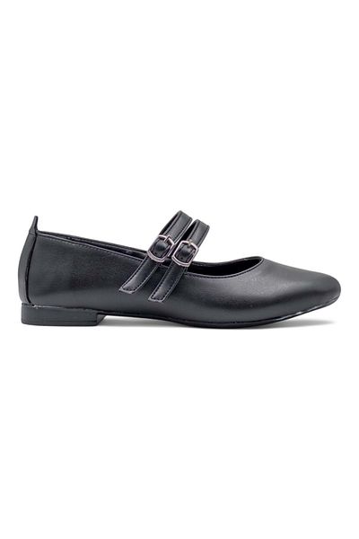 kaygısız Unconditioned Double Buckle Women's Ballet Black