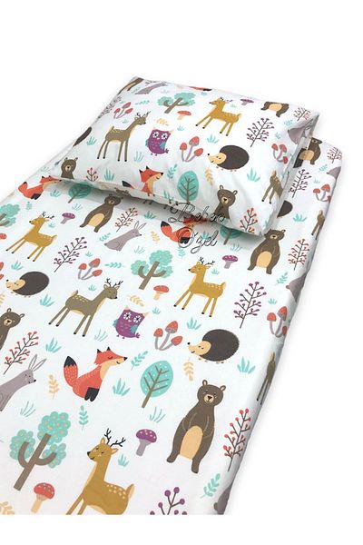 Bebek Özel 90x190 Montessori Nature Patterned Children's Elastic Sheet and Pillowcase
