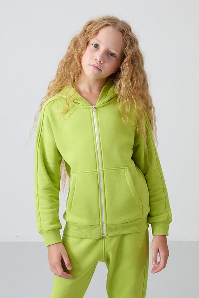 TOMMY LIFE Σετ αθλητικής φόρμας Lime Green Embroidered για κορίτσια - Βαμβακερό, Γούνινο εσωτερικό, Απαλή Υφή - 75148