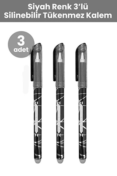 Furkan Neşriyat Silinebilir Tükenmez Kalem - Siyah (3 Adet)
