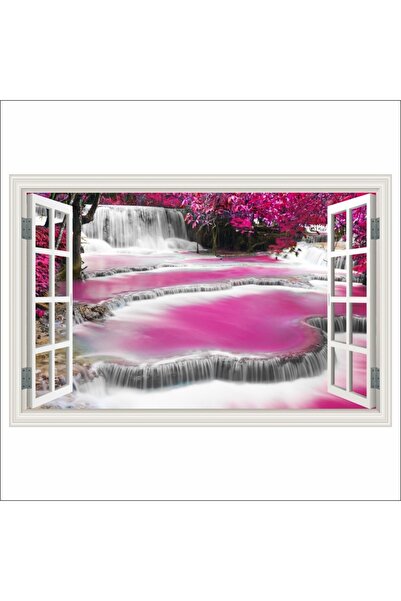 media Fototapet Fereastra Cascada roz, 200 x 135 cm