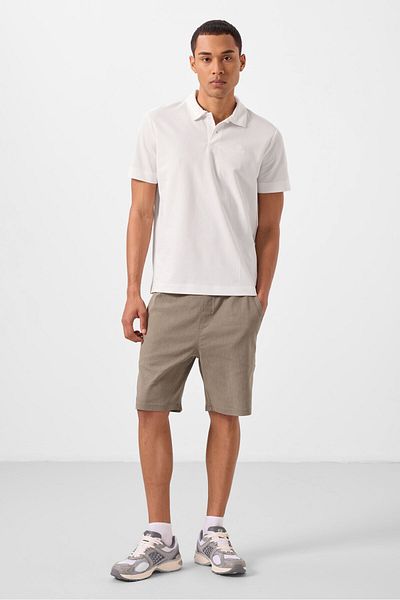 TOMMY LIFE Ανδρικό μπλουζάκι Ecru Standard Fit Basic Polo Neck - 87748