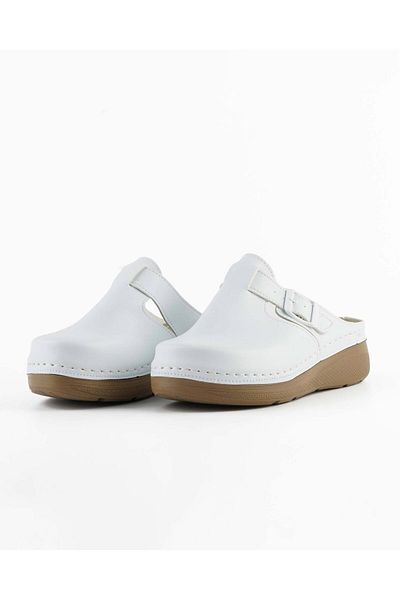 DR KLOMPA Γυναικείες Παντόφλες MS873 Λευκές Fanetta Orthopedic Sabo Slippers