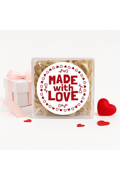 reprodesign Made With Love Printed 4 Cm Round Sticker 24 Pieces No:09