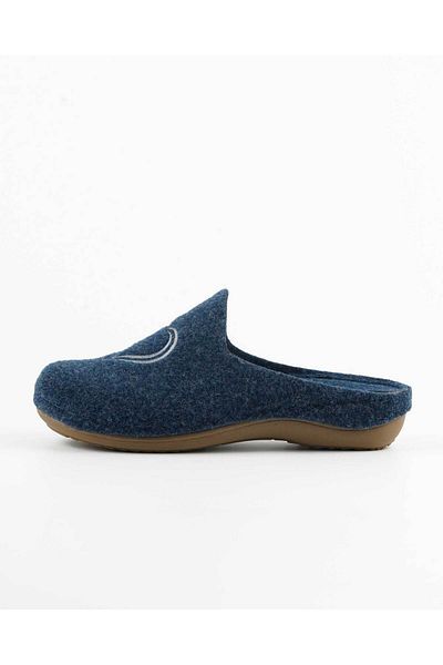 Tigerline Women's Sabo Slippers Ms013 Dark Blue Felt Winter Closed Front House Slippers
