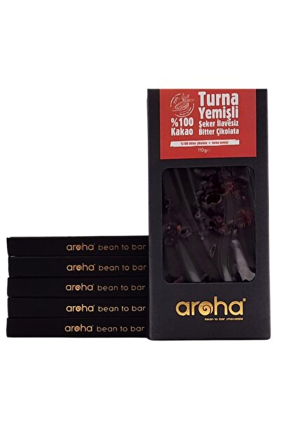 AROHA %100 Kakao Turna Yemişli Şeker İlavesiz Bitter Çikolata 6'lı Paket (110...
