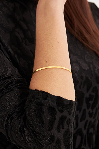 Ventino Silver 18 K Altın Kaplama Plated Ajda 925 Ayar Gümüş Kadın Bilezik VK...