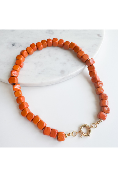 Venus Design Orange Glass Necklace