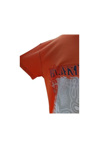 Çikoby Boy's Digital Embossed Printed Orange 100% Cotton T-Shirt