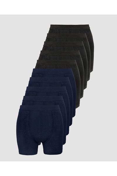 donset Ανδρικά Flat Boxers - Ειδική Συσκευασία 10 τεμαχίων 5 Μαύρο-5 Ναυτικό Μπλε