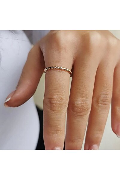 Utku Kuyumculuk 14 AYAR MİNİMAL KÜÇÜK TEKTAŞLI DÖVME YÜZÜK