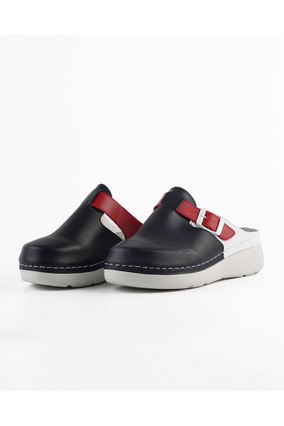 DR KLOMPA Γυναικείες Παντόφλες MS873 Navy Blue Red Orthopedic Sabo Slippers