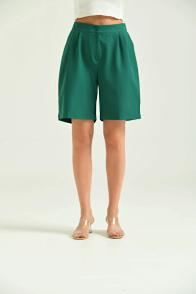 Park Karon Women's Emerald Long Basic Fabric Shorts