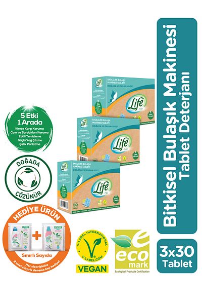 Life by Fakir 30 X 3 Ecological Vegan Dishwasher Tablets