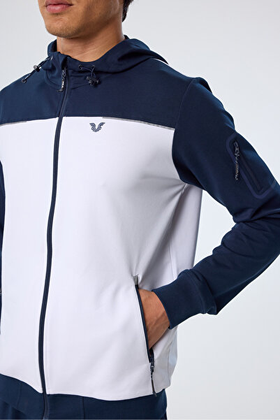 bilcee Erkek Beyaz Kapüşonlu Lastik Paça Eşofman Takım 0785