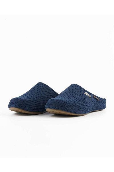 Tigerline Women's Sabo Slippers Ms278 Navy Winter Closed Front Velvet House Slippers